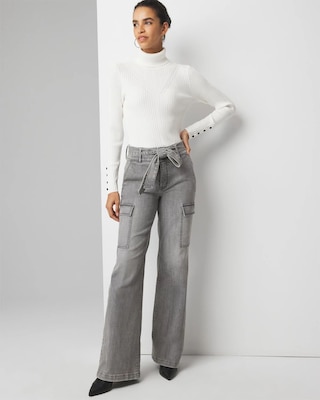 Extra High-Rise Utility Cargo Wide Leg Jeans | White House